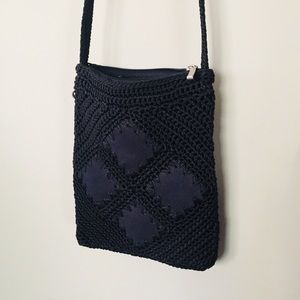 Portuguese Black suede patch woven Purse